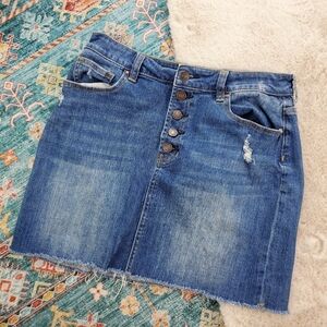 Pacsun Buttonfly Distressed Denim Skirt 28
